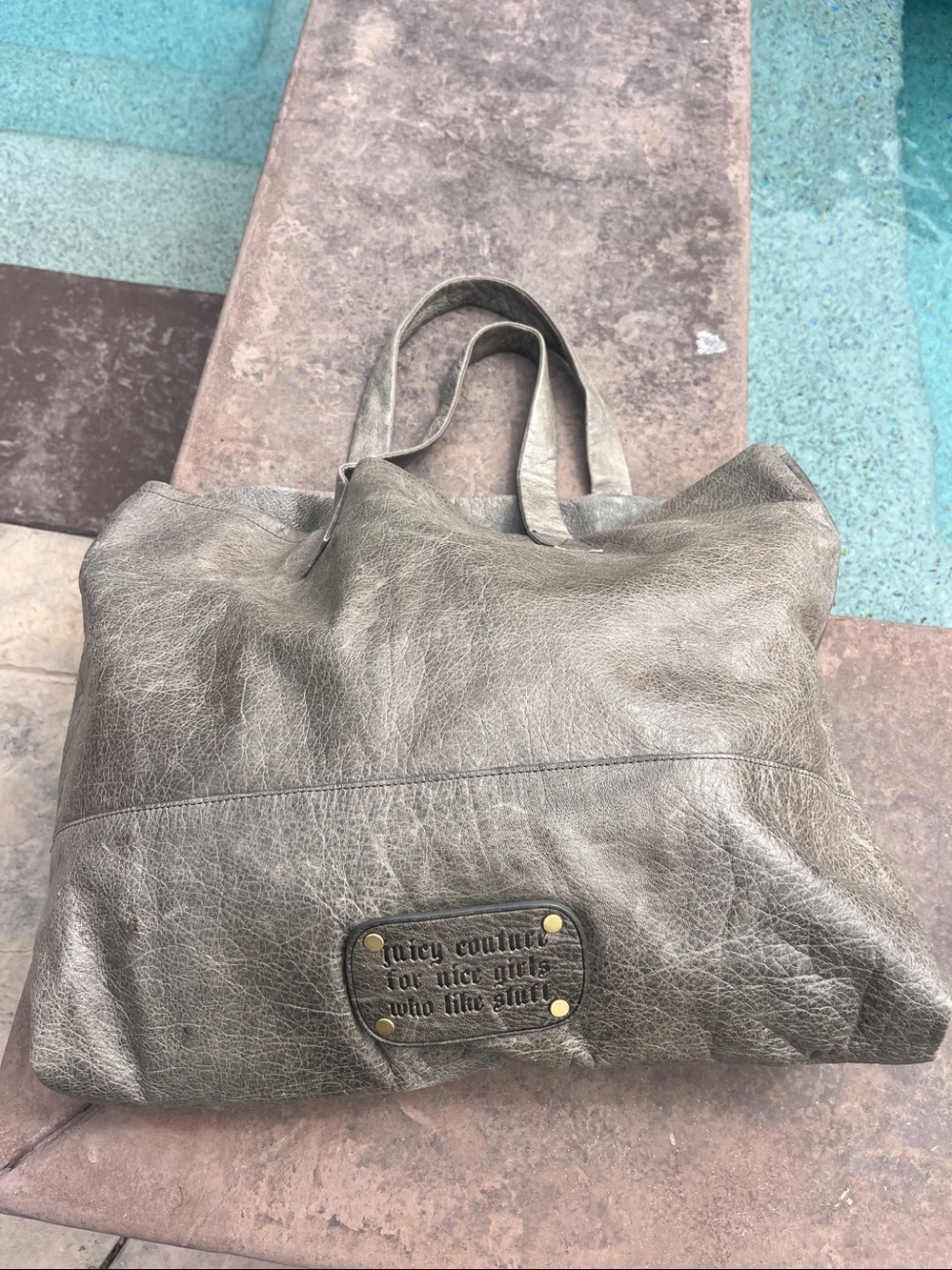 Vintage Juicy Couture For Nice Girls Who Like Stuff Leather Tote -Large-💥Rare - Picture 8 of 16